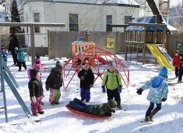 Kids playing in the snow